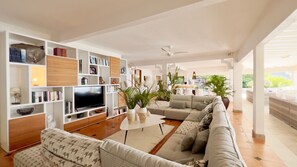 Smart TV, books, stereo