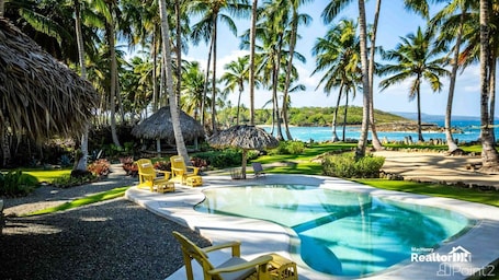 Outdoor pool. Casa Taina- 5 Bungalows, swimming pool- OCEANFRONT w/Butler and Chef