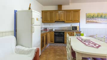 Fridge, microwave, toaster, high chair