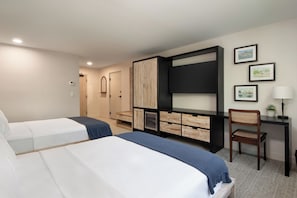 Double Room, 2 Queen Beds | 1 bedroom, in-room safe, desk, laptop workspace