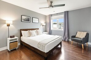 4 bedrooms, desk, iron/ironing board, travel cot