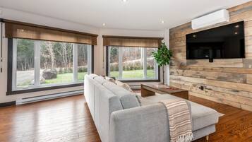 Smart TV, fireplace, video games, offices