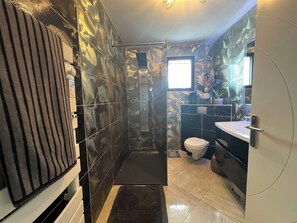 Regadera, amenidades de baño ecológicas, secadora de cabello, toallas 