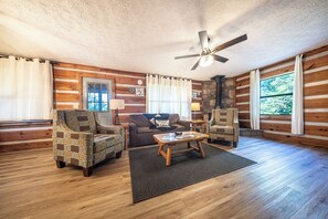 Smart TV, chimenea, oficina