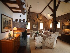 Una televisión, una chimenea