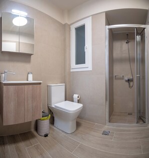 Dusche, Handtücher, Seife, Toilettenpapier