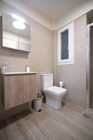 Dusche, Handtücher, Seife, Toilettenpapier