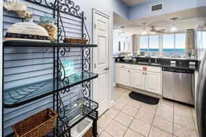 Fridge, microwave, oven, stovetop - Waters Edge 311 • Beautifully Upgraded Beach Condo, Premium Views, Covered Pkg, Free Beach Service (Fort Walton Beach)