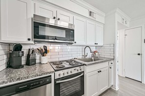 Fridge, microwave, oven, stovetop - Beach Hair; Don't Care, Beach Front, Book Now! (Galveston)
