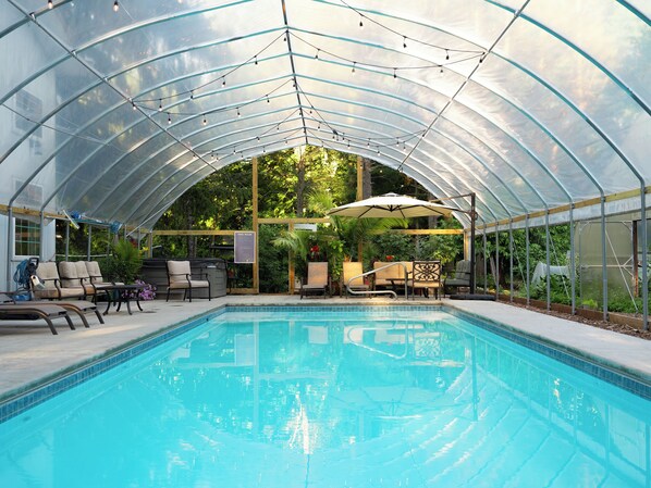 Indoor pool, outdoor pool - Deerpath Cottage-30 Acres with Indoor Pool, Farm, Kayaking, Trails, by Beach! (Union Pier)