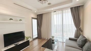 Deluxe Apartment, City View | 2 bedrooms, free minibar items, in-room safe, desk