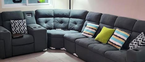Smart TV, DVD player, books, music library