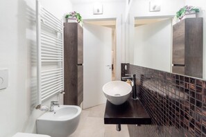 Regadera, secadora de cabello, bidet, toallas 