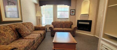 Televisión y chimenea