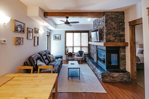 Televisión y chimenea 