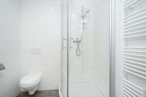 Hair dryer, towels, toilet paper