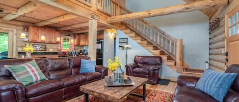 Televisio, takka, työhuone