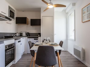 Fridge, microwave, oven, dishwasher