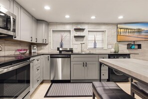 Fridge, microwave, oven, stovetop - Steps to Beach! Modern Garden Apt w/ Patio (Ventnor City)