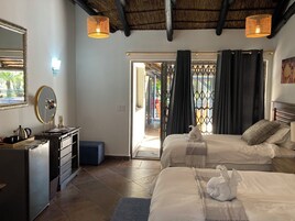 Deluxe Double or Twin Room, Private Bathroom, Pool View | In-room safe, desk, laptop workspace