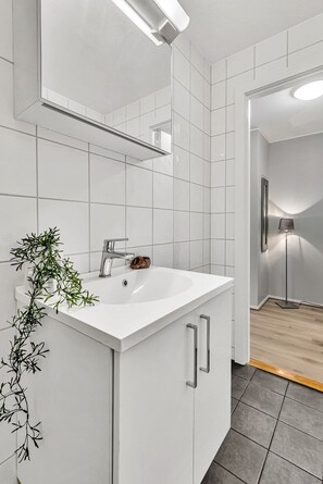 Shower, hair dryer, towels, soap - Delicate and central corner apartment with panoramic view and 2 bedrooms (Oslo)
