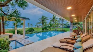 Utsikt mot strand/hav