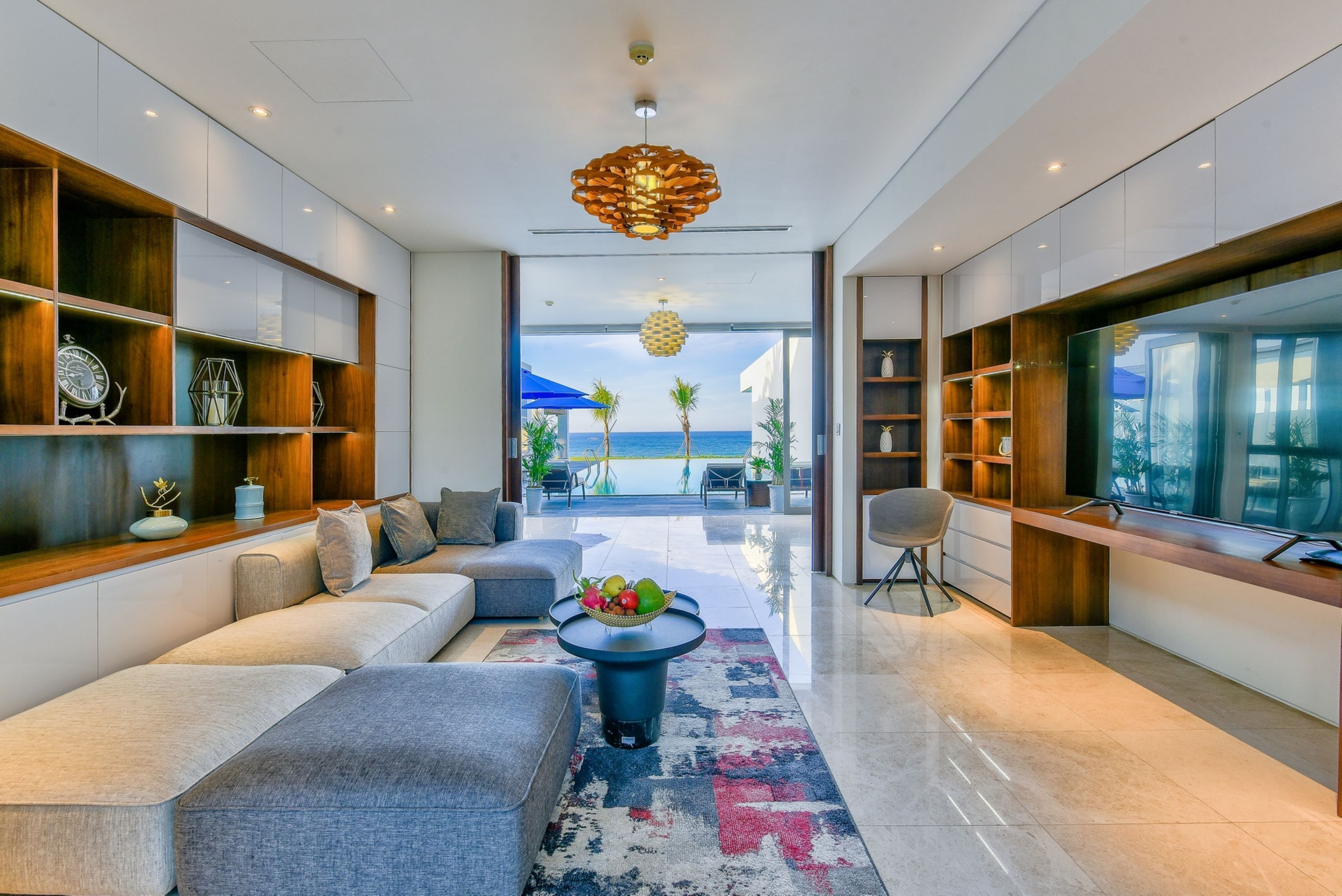 Villa Premier, 6 habitaciones, vistas a la playa | Zona de estar