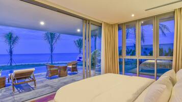 Vila Premier, 6 kamar tidur, pemandangan pantai | 6 kamar tidur, seprai premium, selimut bulu angsa, dan busa memori