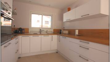 Frigorífico, microondas, horno y placa de cocina