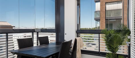 Premium Apartment, River View | Terrace/patio
