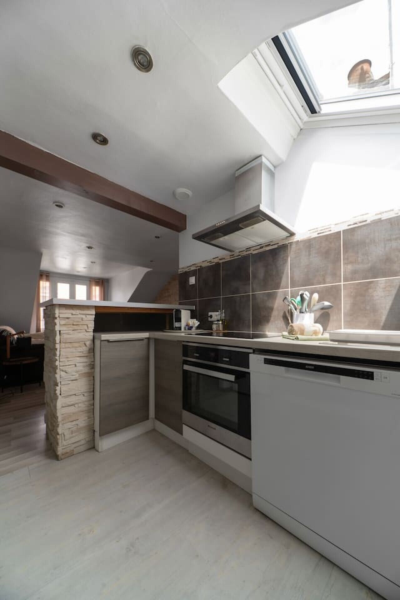 Microondas, horno, lavavajillas y cafetera y tetera 