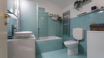 Apartment | Bathroom | Combined shower/tub, hair dryer, towels, soap