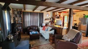 Smart-TV, Kamin, DVD-Player, Bücher