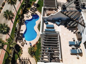 Outdoor pool, a heated pool - CABO PENTHOUSE CONDO - Rooftop deck with Private Jacuzzi at Puerta Cabos Village (Cabo San Lucas)