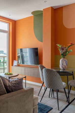 Appartement Deluxe, 1 très grand lit, non-fumeurs, cuisine | Coin séjour | TV connectée, Netflix, services de streaming