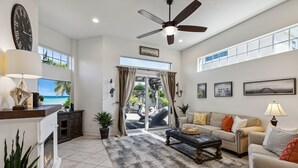 Living area - Relax, Play & Stay – Tropical Backyard Retreat + Game Room Near the Beach 🌊 (Indian Harbour Beach)
