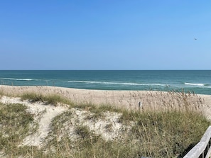 Sun loungers, beach towels - Partial Ocean Views, One Row Back, Cute and Comfortable Carolina Beach Condo. (Carolina Beach)