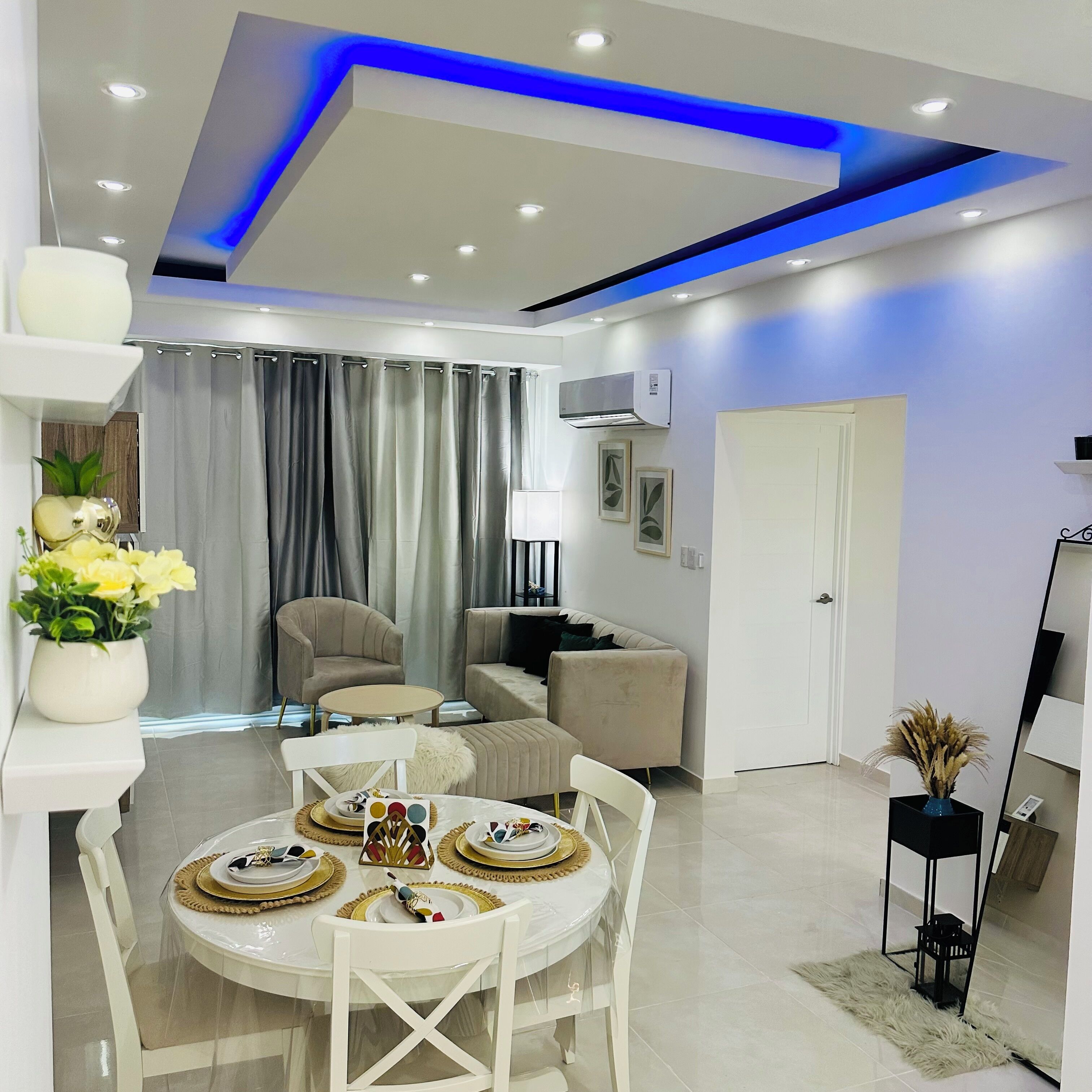 Classic Apartment, Pool View | Living area | 75-inch flat-screen TV with digital channels, pay movies