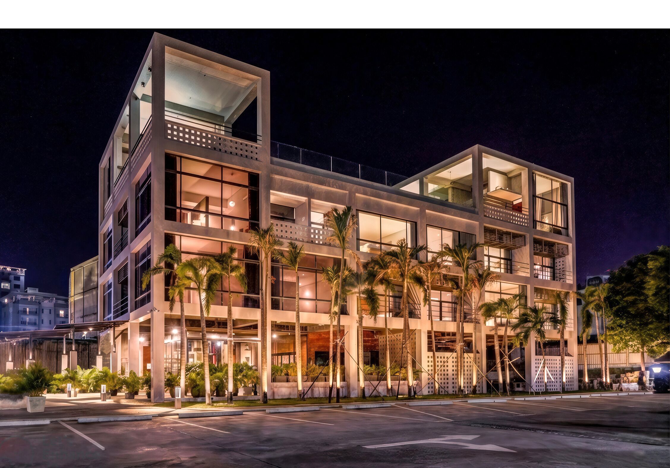 住宿正面 - 傍晚/夜晚