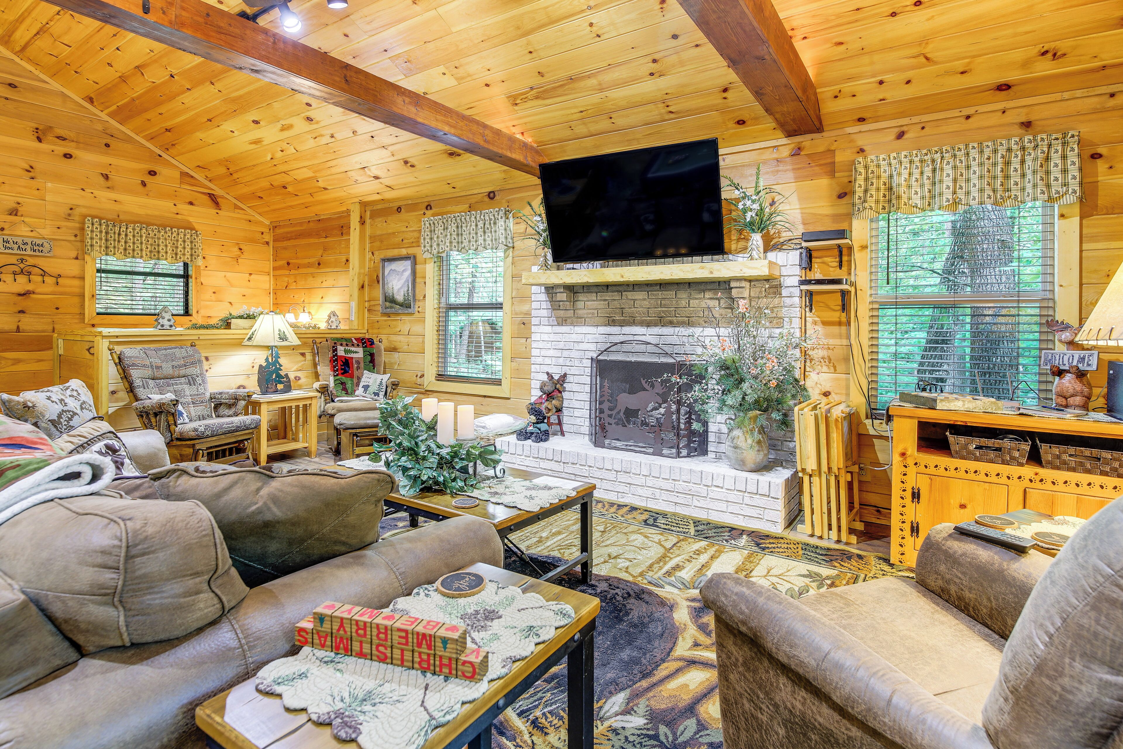 TV, fireplace, video games, books