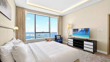1 slaapkamer, luxe beddengoed, Select Comfort-bedden, een laptopwerkplek