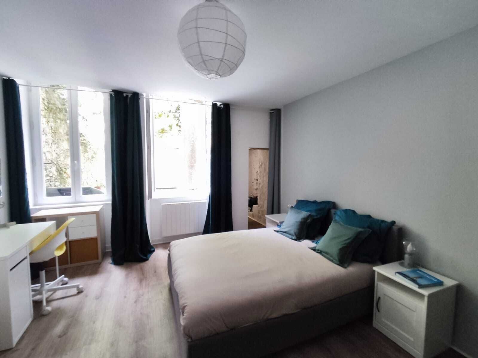 Desk, free WiFi, bed sheets