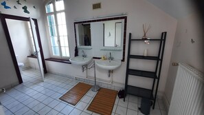 Hair dryer, soap, toilet paper