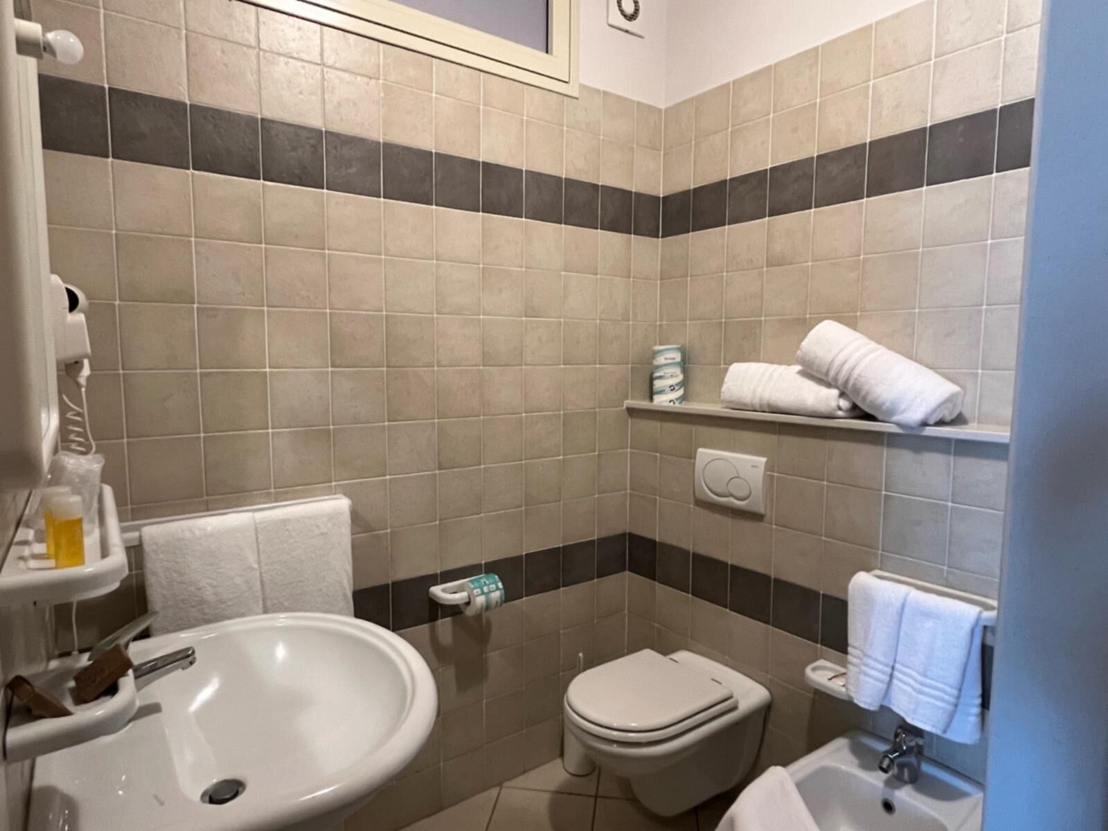 Hair dryer, towels