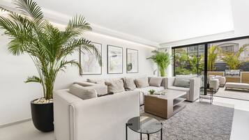 Una televisión, una chimenea