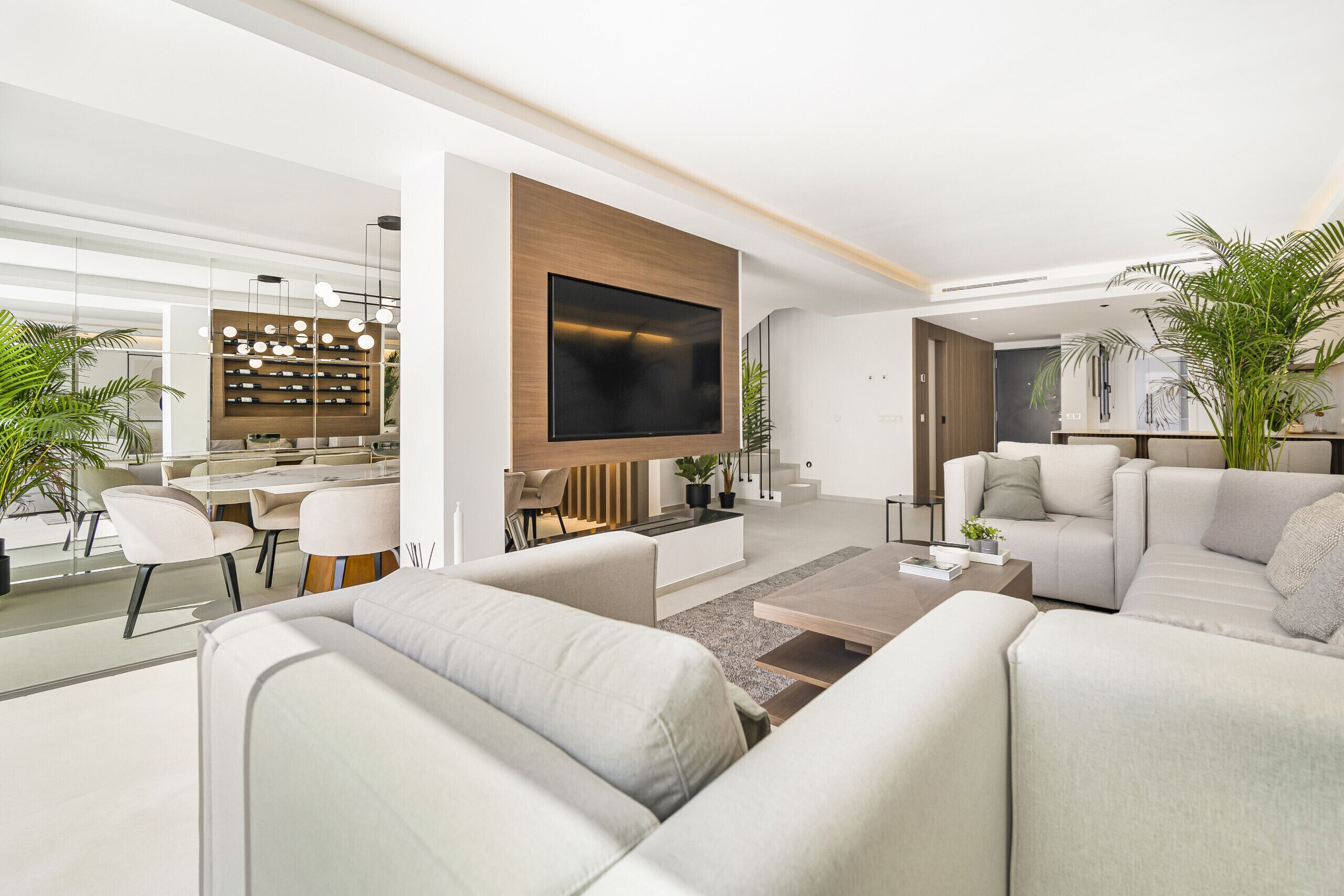 Televisión y chimenea 