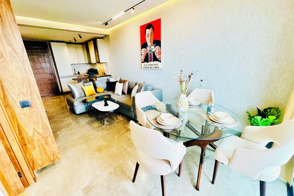 Luxury Apartment, Balcony, City View | Living area | 50-inch LED TV with digital channels, Netflix, streaming services