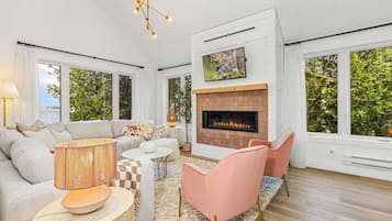 TV, fireplace, offices