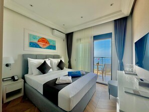 Roupas de cama premium, frigobar, Wi-Fi de cortesia, roupa de cama