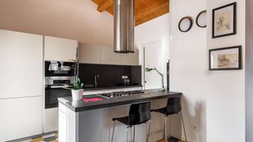 Apartamento | Cocina privada | Frigorífico grande, microondas, horno y lavavajillas